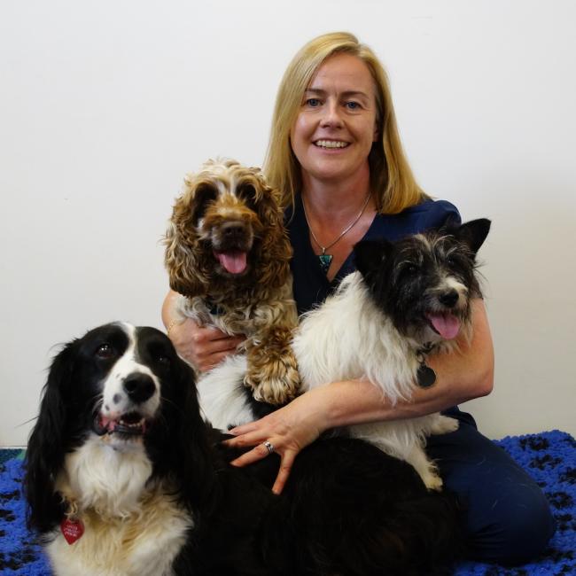 Siobhan with Loki, Blaze and Joey